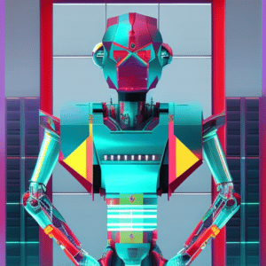 Illustration of computer with Artificial Intelligence technology and data visualization in the field of Digital Marketing